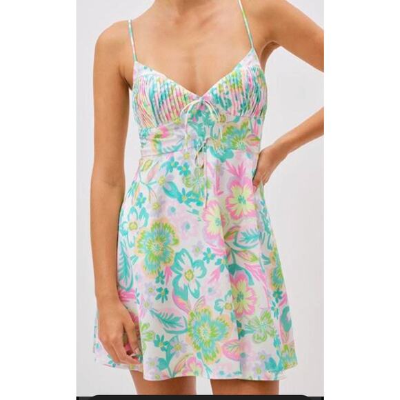 For Love Bell White Colorful Floral Mini Dress L - Picture 2 of 5